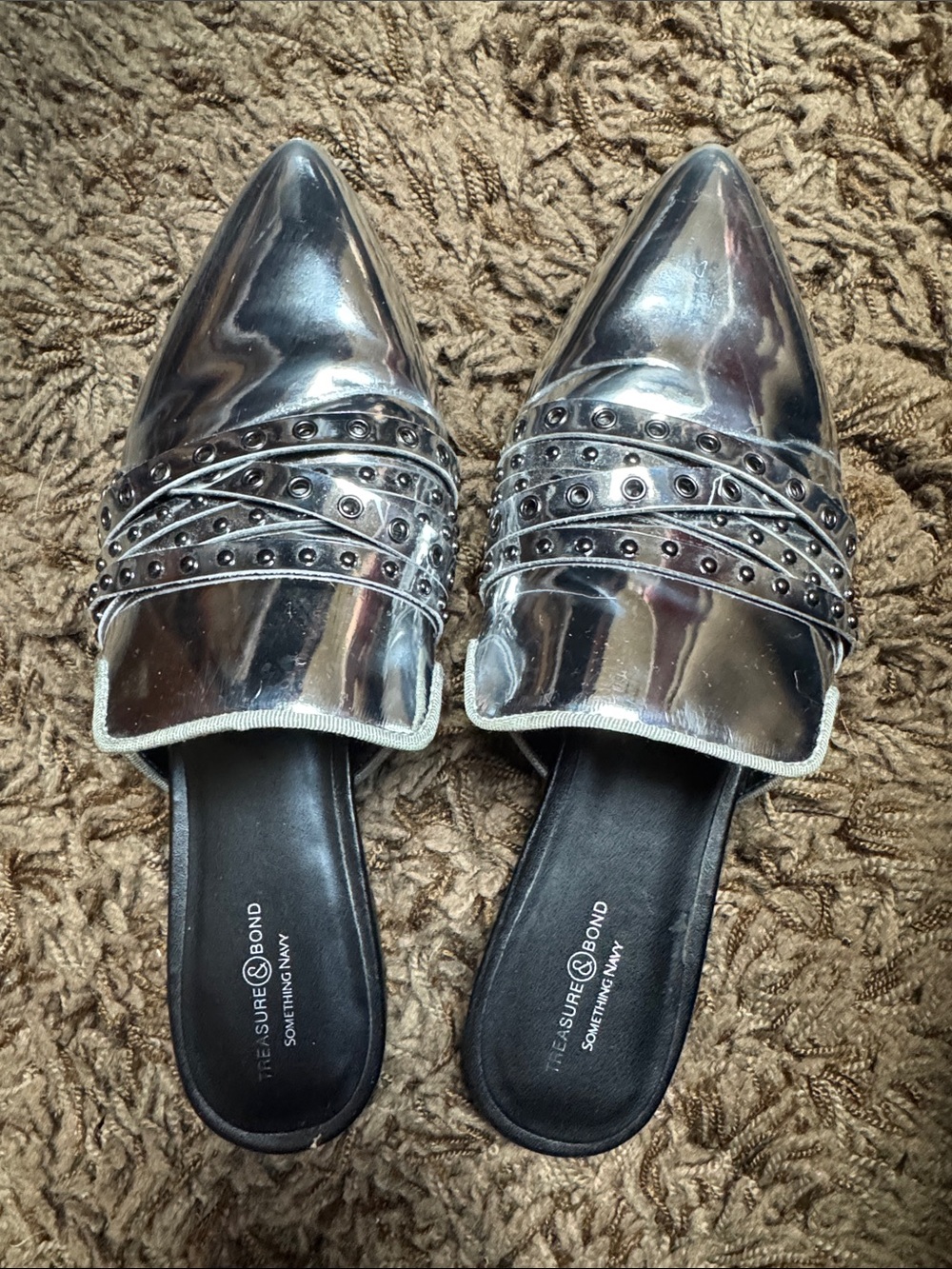 Treasure & Bond Something Navy silver metallic mules. Size 7.5. Great!